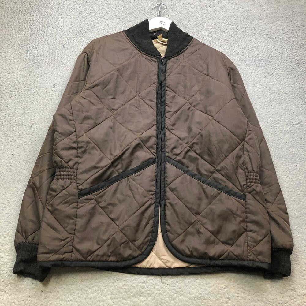 Vintage 60s 70s Ted Williams Quilted Hunting Liner Jacket Mens Large L Brown